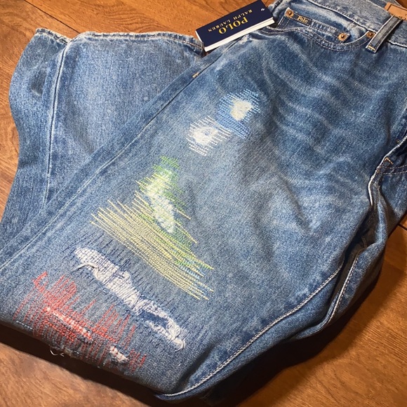 🆕Polo Ralph Lauren🏇Size 31 Avery Boyfriend distressed Multicolored Stitch Jean - Picture 13 of 13